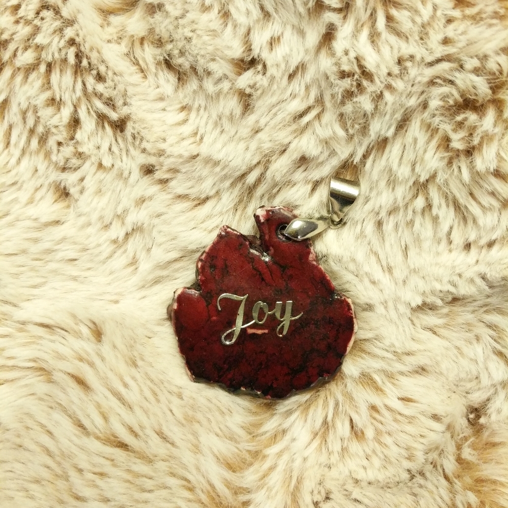 Whimsical red stone "Joy" pendant